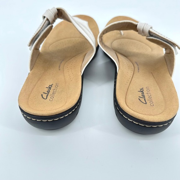 Clarks Collection White Leather Bow Thong Sandals‎ Women US 11 EU 42.5 Comfort - Picture 3 of 9